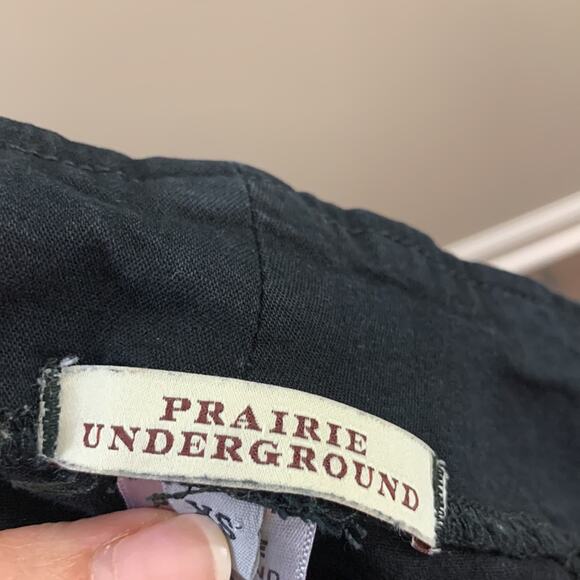 PRAIRIE UNDERGROUND DENIM GIRDLE LEGGINGS JEANS BLACK FRONT ZIPPER STRETCH XS - Picture 3 of 7